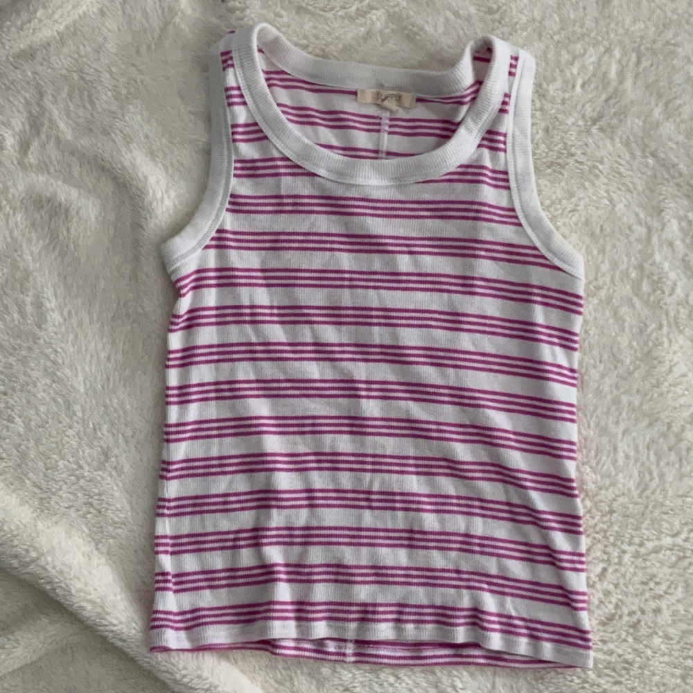 Kids Striped Tank Top in Pink and White